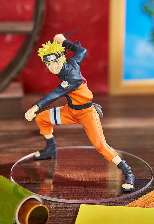 Naruto Uzumaki Pop Up Parade figure from Naruto Shippuden, wearing orange outfit and standing in determined pose