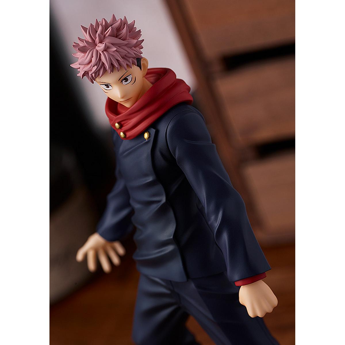 yuji Itadori figure from Pop Up Parade, posed mid-motion with clenched fist and determined face.