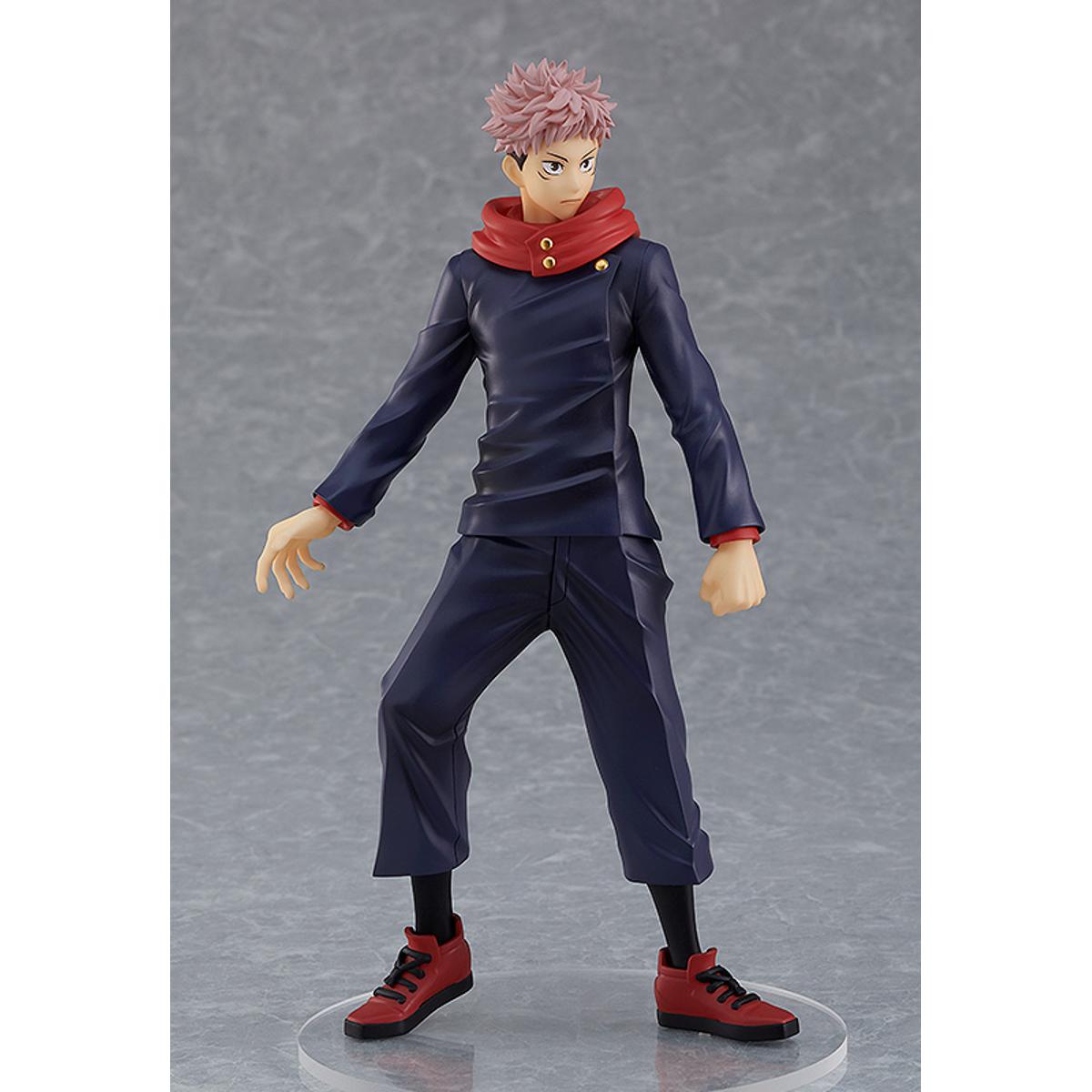 Yuji Itadori figure from Pop Up Parade, posed mid-motion with clenched fist and determined face.