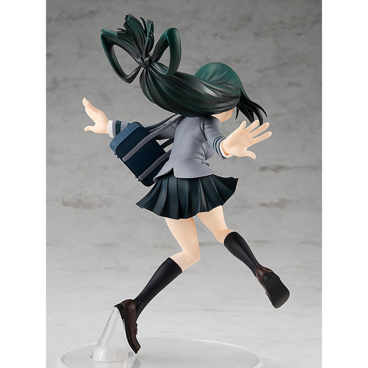 Tsuyu Asui Pop Up Parade figure from My Hero Academia, standing in frog-like pose with hero costume.