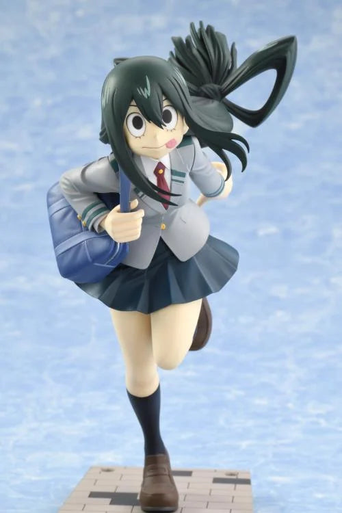 Tsuyu Asui figure in her school uniform with her hands on her hips, from My Hero Academia.
