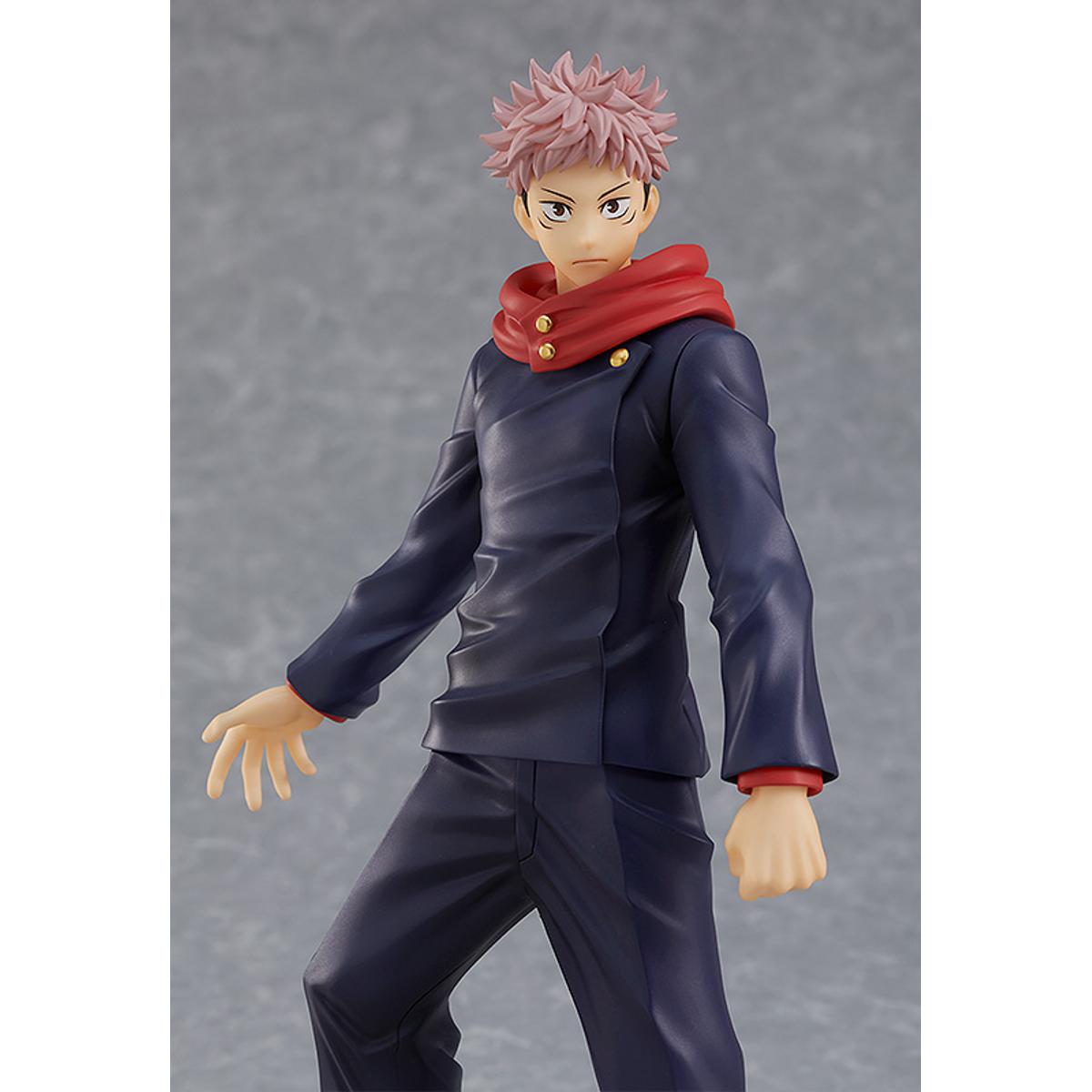 Yuji Itadori figure from Pop Up Parade, posed mid-motion with clenched fist and determined face.