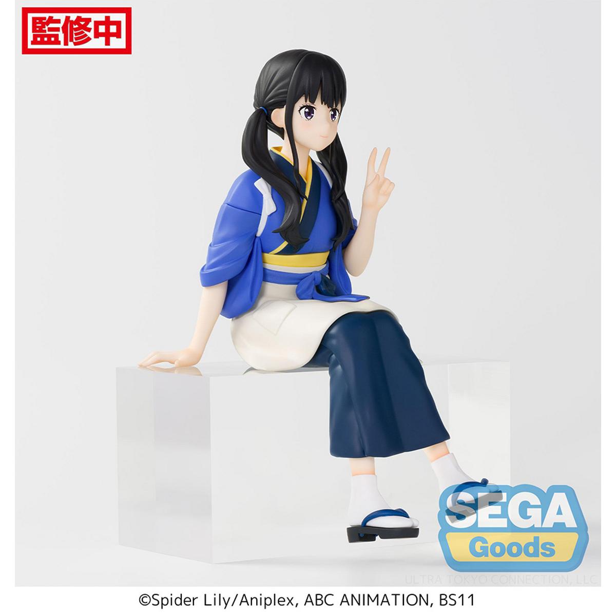 Takina Inoue figure from Lycoris Recoil, perching pose in casual attire with sharp sculpting.