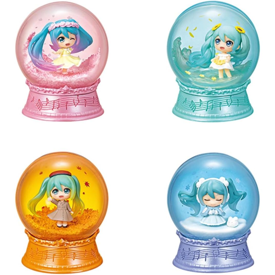 Miniature dome figure of Hatsune Miku in a dreamy landscape scene, full set.