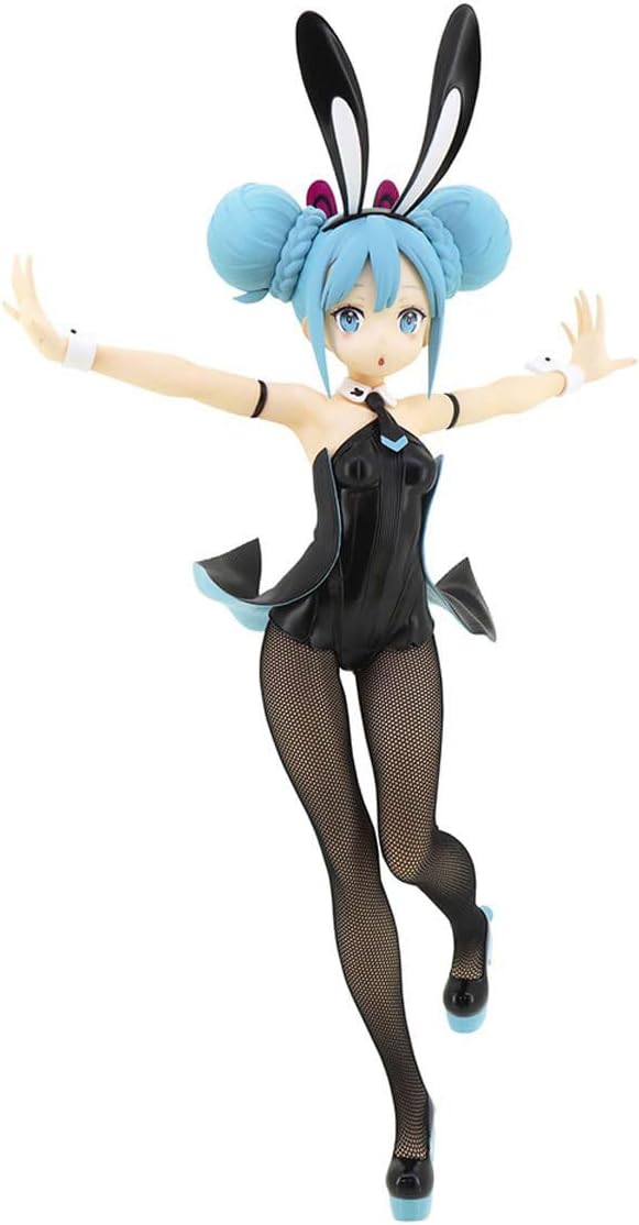 Hatsune Miku figure in black bunny outfit, long twin-tails and soft smile from BiCute Bunnies series.