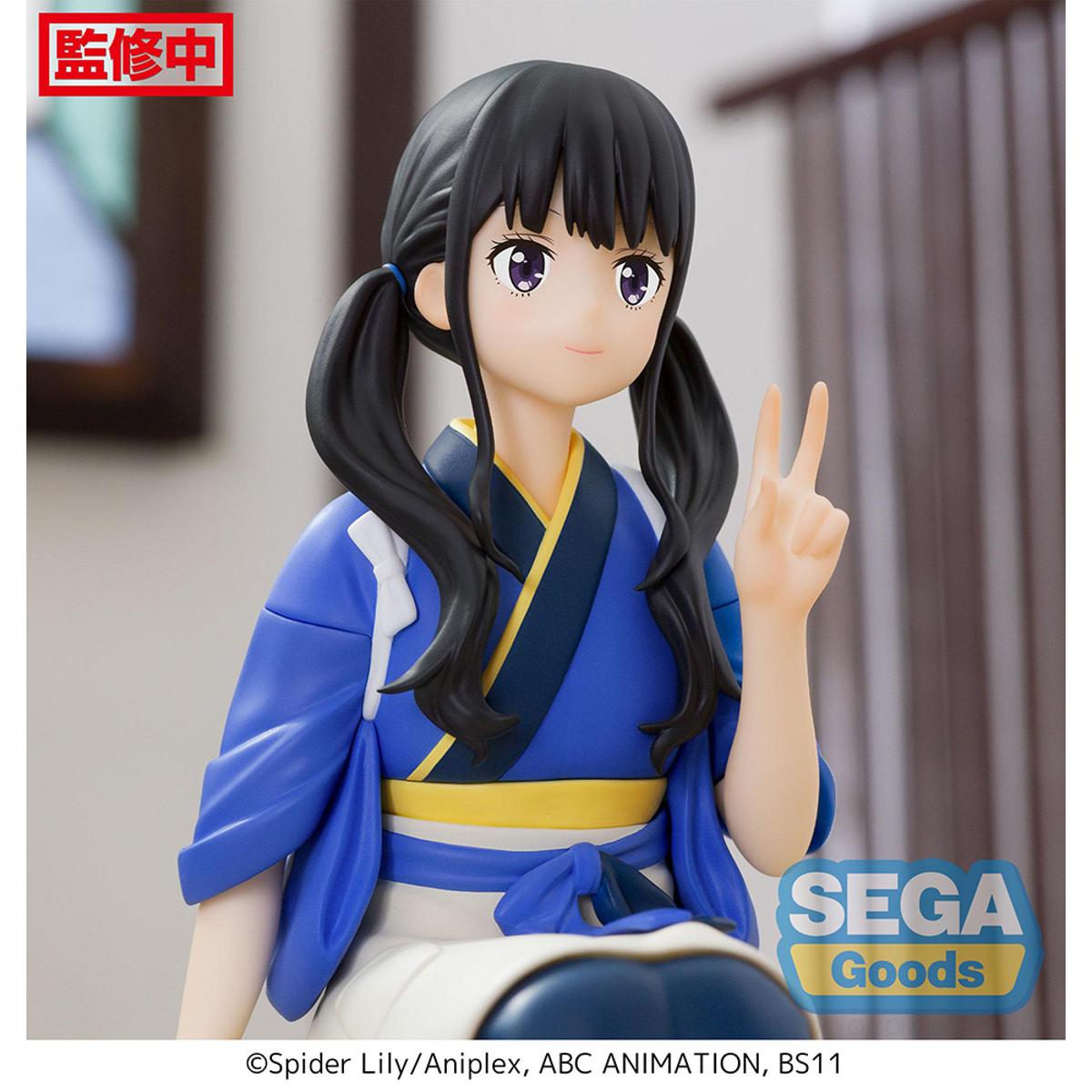 Takina Inoue figure from Lycoris Recoil, perching pose in casual attire with sharp sculpting.
