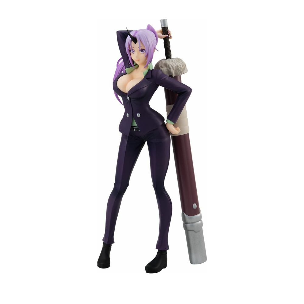 Shion Pop Up Parade figure in purple outfit, standing confidently with arms crossed.