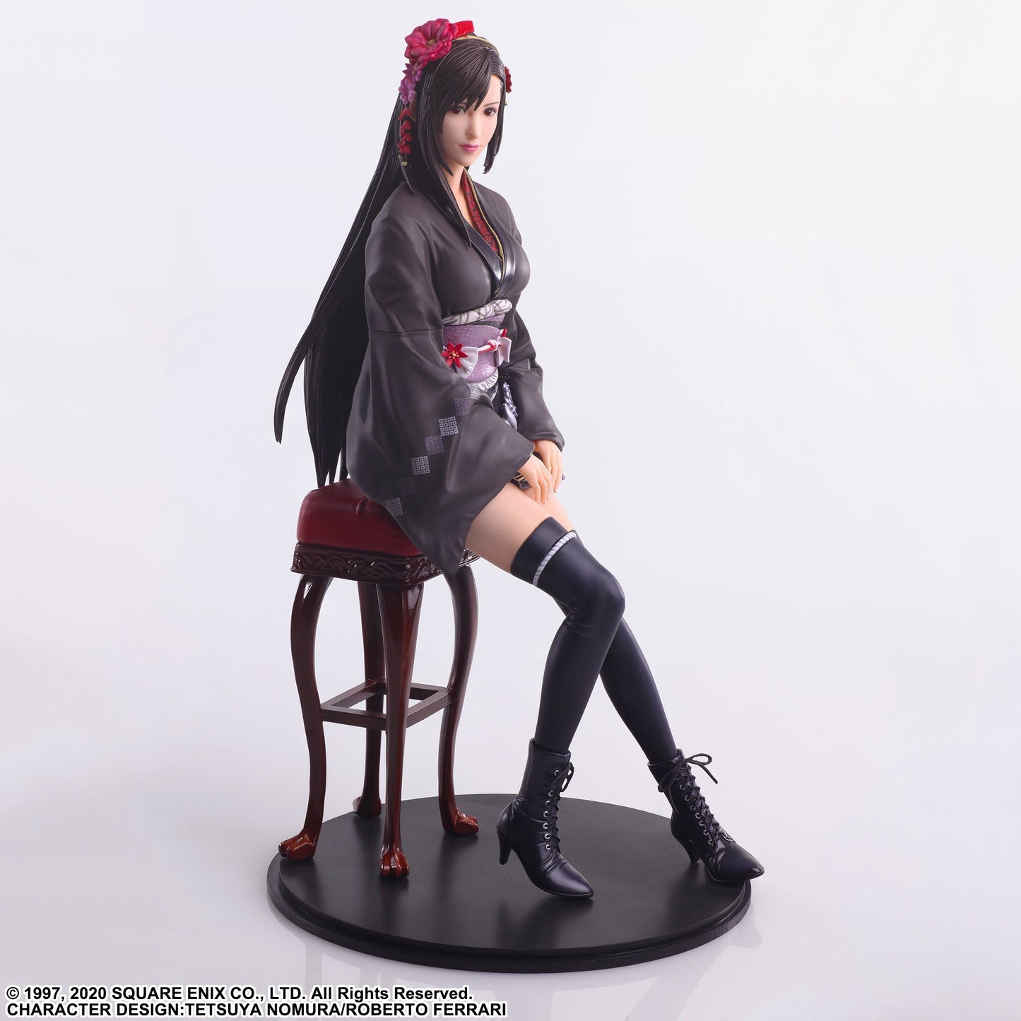Tifa Lockhart Exotic Dress Ver. figure from FFVII Remake, wearing red slit dress and high heels with striking pose.