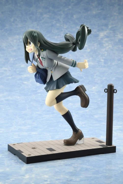 Tsuyu Asui figure in her school uniform with her hands on her hips, from My Hero Academia.
