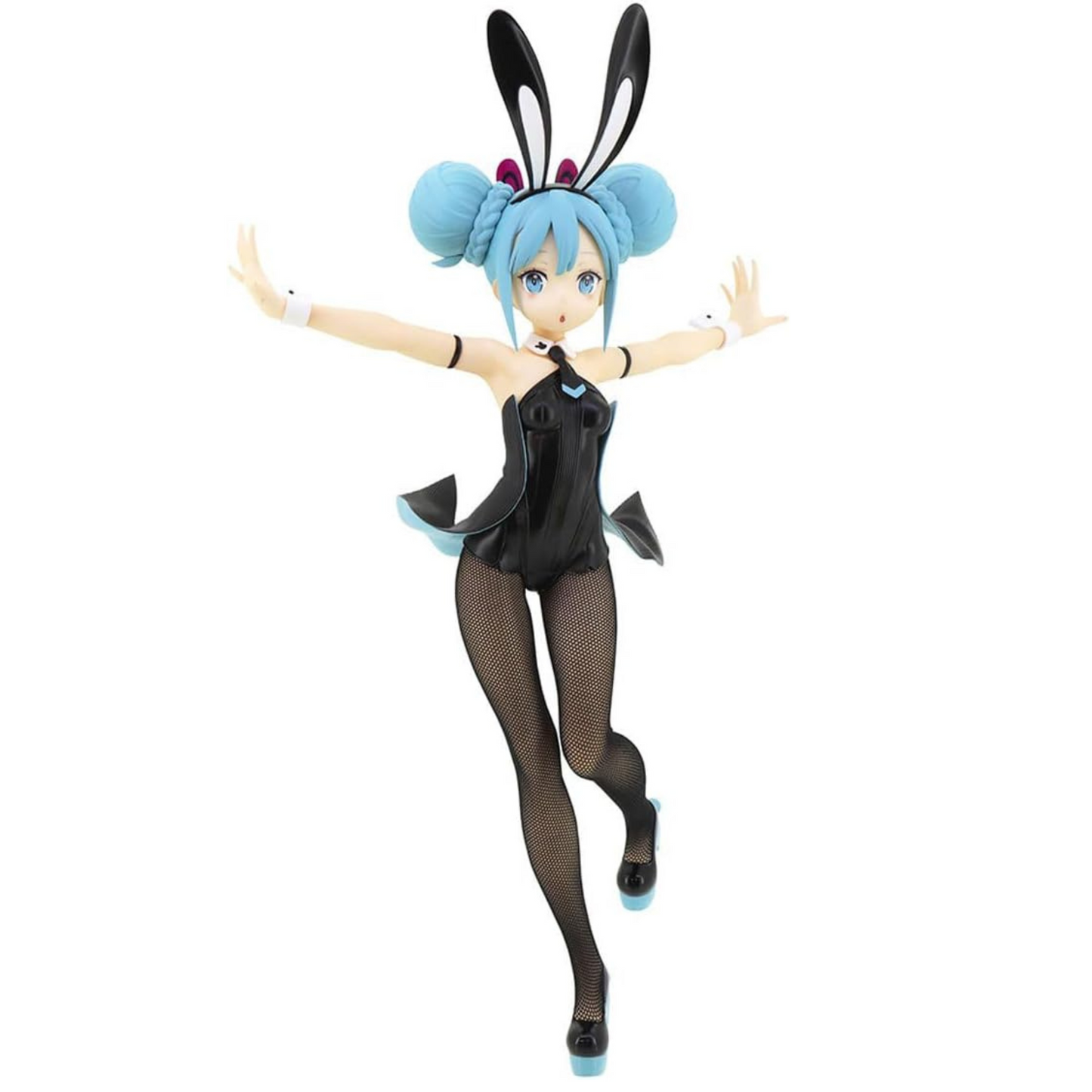 Hatsune Miku figure in black bunny outfit, long twin-tails and soft smile from BiCute Bunnies series.
