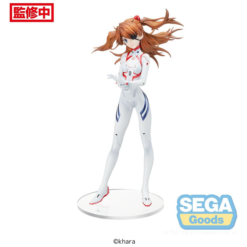 Asuka Langley SPM figure in plug suit from Evangelion: 3.0+1.0, kneeling in mission pose.