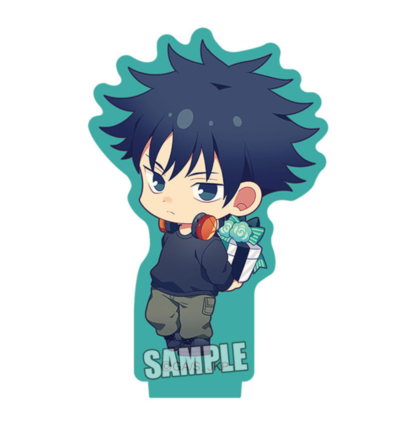 Jujutsu Kaisen Trading Mini Acrylic Stand Present Edition featuring chibi characters holding presents, high-quality acrylic design