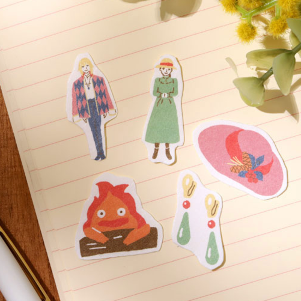 Ghibli - Howl's Moving Castle Washi Paper Stickers,Howl's Moving Castle washi paper stickers by Ghibli, intricate and colorful.