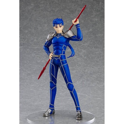  Lancer from Heaven's Feel in ready-to-fight stance, Pop Up Parade figure with blue armor and spear.