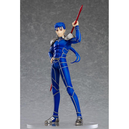  Lancer from Heaven's Feel in ready-to-fight stance, Pop Up Parade figure with blue armor and spear.