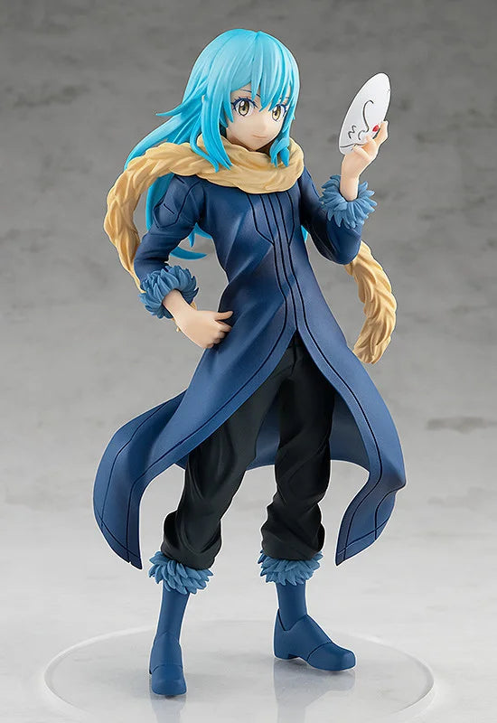 Rimuru Tempest Pop Up Parade figure in blue outfit, holding sword and smiling gently.
