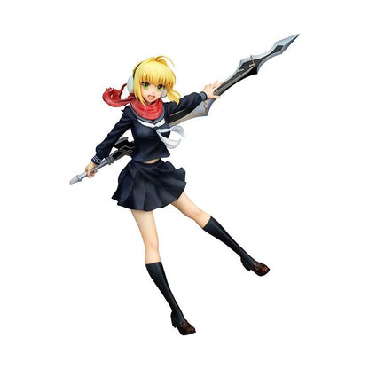 Nero Claudius figure from Fate/EXTELLA Link in Winter Roman Ver., wearing elegant red and white cape with confident pose.