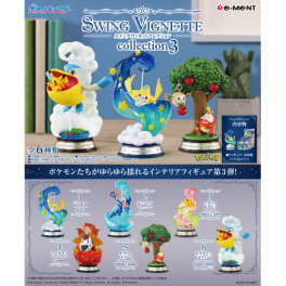 Re-Ment Pokémon Swing Vignette Collection 3 – swaying Pokémon figures with detailed bases, featuring Jirachi, Pikachu, Greninja, and more at Mini Akihabara