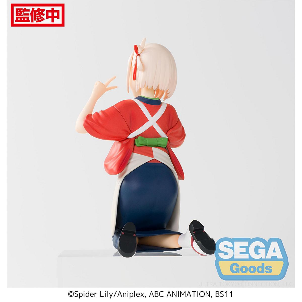 Chisato Nishikigi figure from Lycoris Recoil, seated casually in perching pose with detailed outfit.