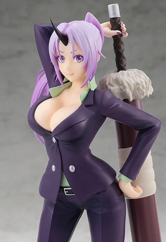 Shion Pop Up Parade figure in purple outfit, standing confidently with arms crossed.