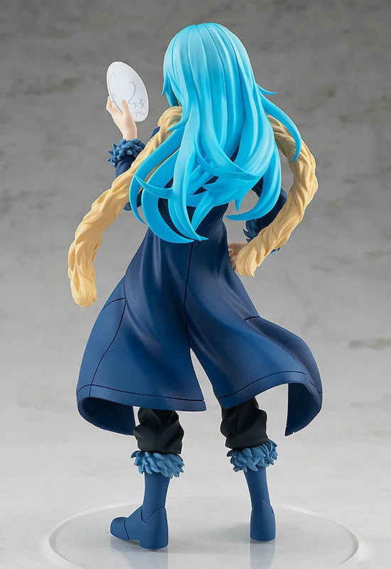 Rimuru Tempest Pop Up Parade figure in blue outfit, holding sword and smiling gently.