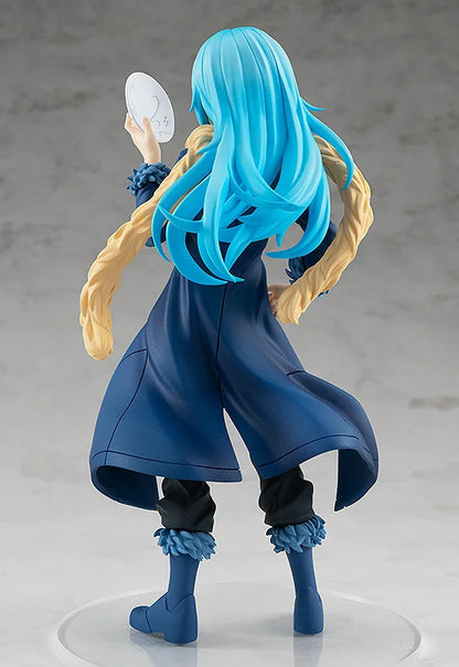 Rimuru Tempest Pop Up Parade figure in blue outfit, holding sword and smiling gently.