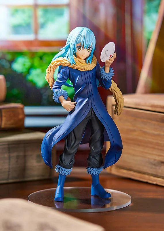 Rimuru Tempest Pop Up Parade figure in blue outfit, holding sword and smiling gently.