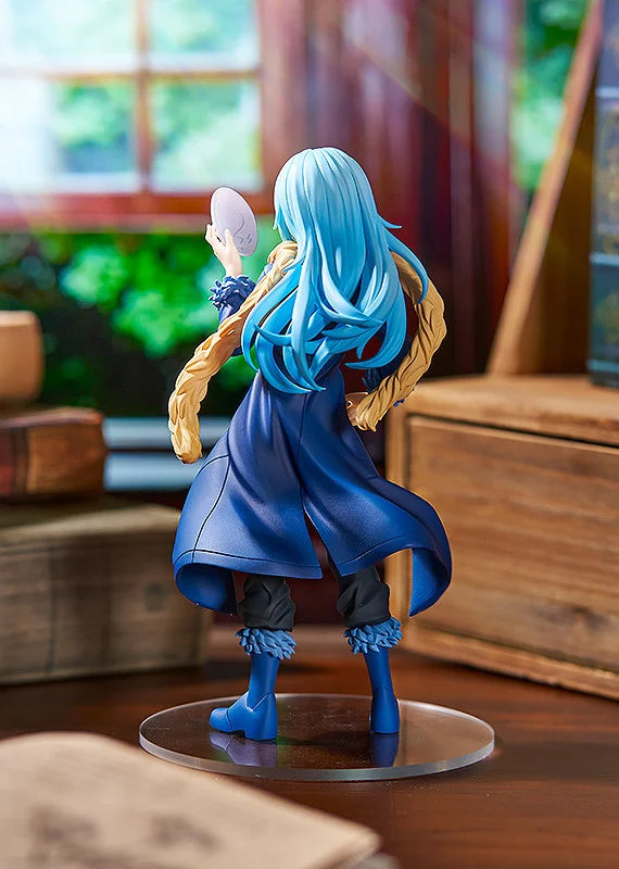 Rimuru Tempest Pop Up Parade figure in blue outfit, holding sword and smiling gently.
