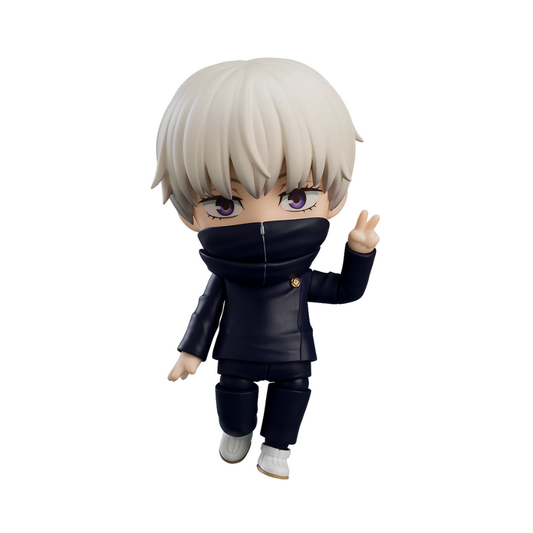 Jujutsu Kaisen Nendoroid Toge Inumaki by Good Smile Company, featuring three face plates, neck warmer customization, and iconic accessories, standing approximately 100mm tall.