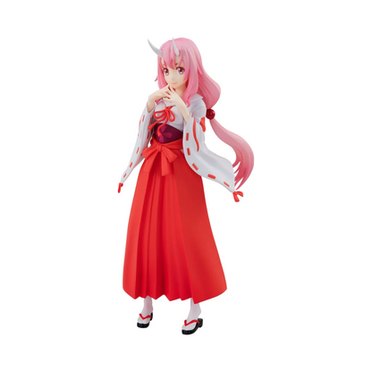 Shuna Pop Up Parade figure in traditional pink outfit, standing with hands together and calm expression.
