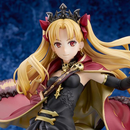 Ereshkigal 1/7 scale figure in her Lancer form, wearing ornate red and gold outfit with a graceful pose from Fate/Grand Order.