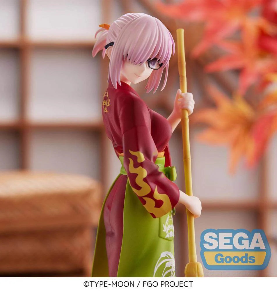Mash Kyrielight SPM figure from Fate/Grand Order, posed with kimono and cleaning brush.