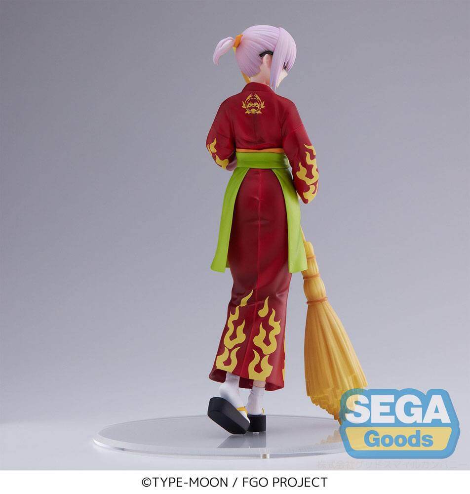 Mash Kyrielight SPM figure from Fate/Grand Order, posed with kimono and cleaning brush.