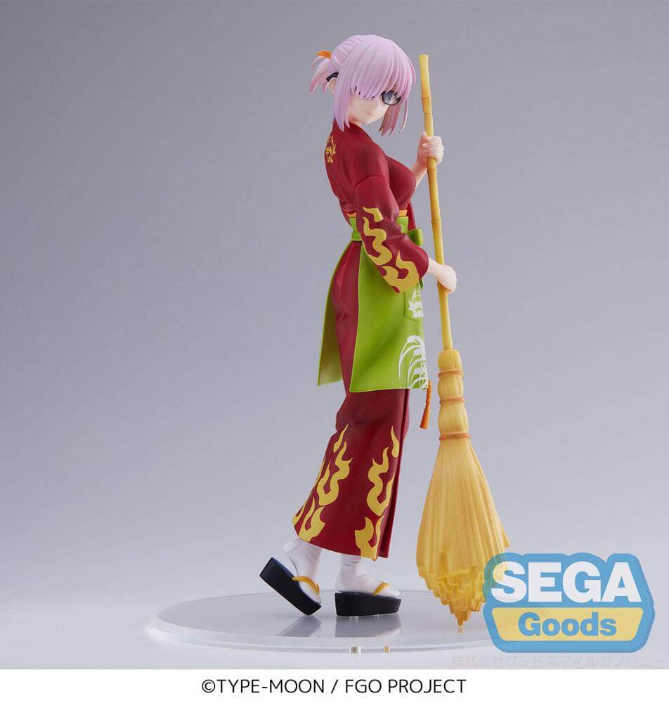 Mash Kyrielight SPM figure from Fate/Grand Order, posed with kimono and cleaning brush.