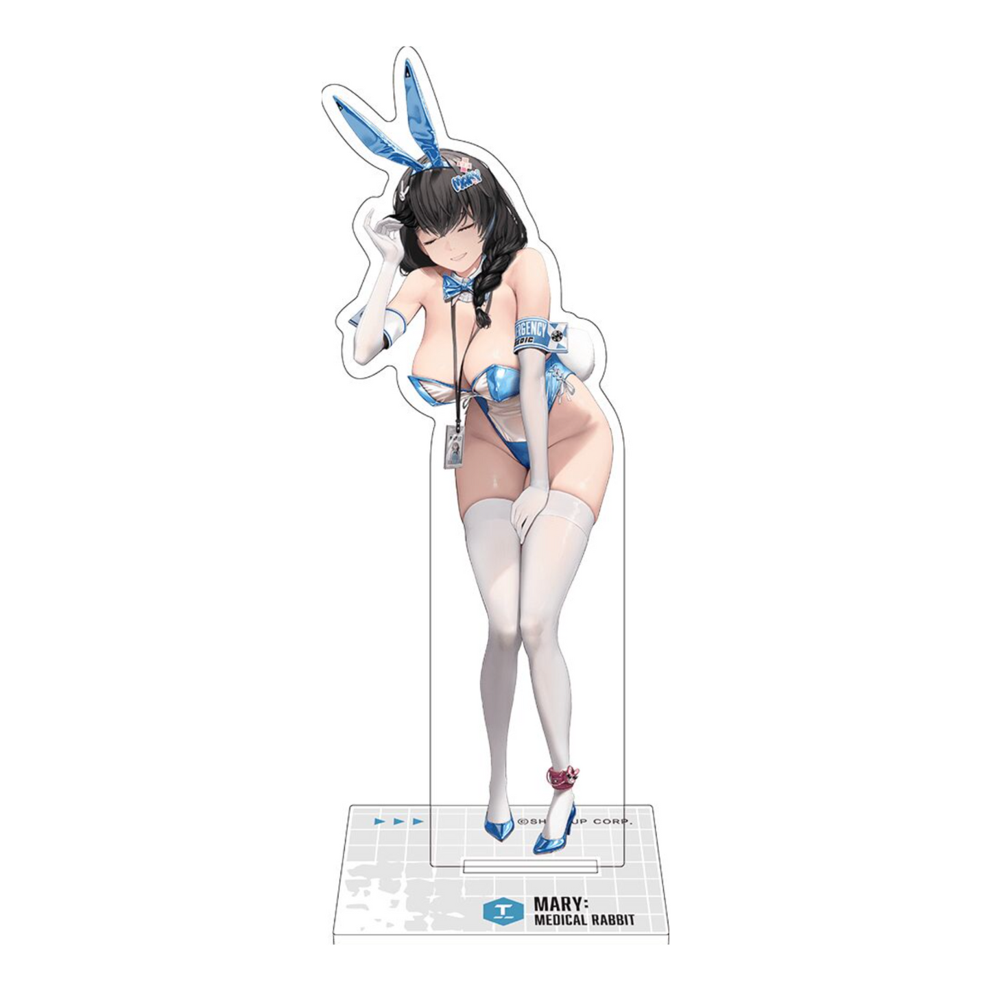 Goddess of Victory NIKKE Mary Medical Rabbit Acrylic Stand featuring Mary in a dynamic pose, crafted from durable acrylic.