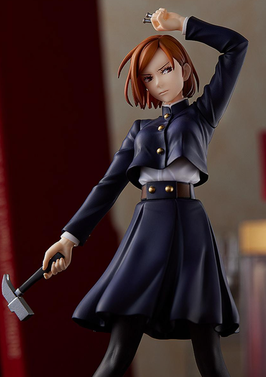 Jujutsu Kaisen POP UP PARADE Nobara Kugisaki Figure by Good Smile Company, featuring Nobara in a confident pose with detailed sculpting and iconic accessories, standing approximately 6.69 to 7.08 inches tall