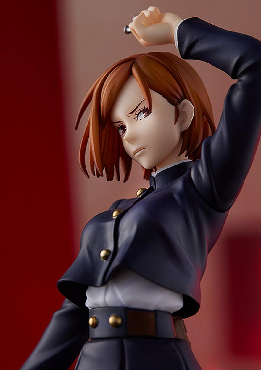 Jujutsu Kaisen POP UP PARADE Nobara Kugisaki Figure by Good Smile Company, featuring Nobara in a confident pose with detailed sculpting and iconic accessories, standing approximately 6.69 to 7.08 inches tall