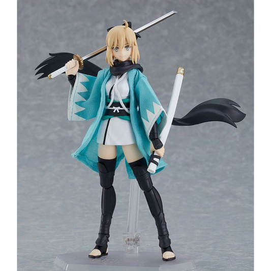 Okita Souji Figma figure in Ascension outfit with katana, fully poseable from Fate/Grand Order.

