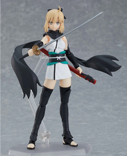 Okita Souji Figma figure in Ascension outfit with katana, fully poseable from Fate/Grand Order.

