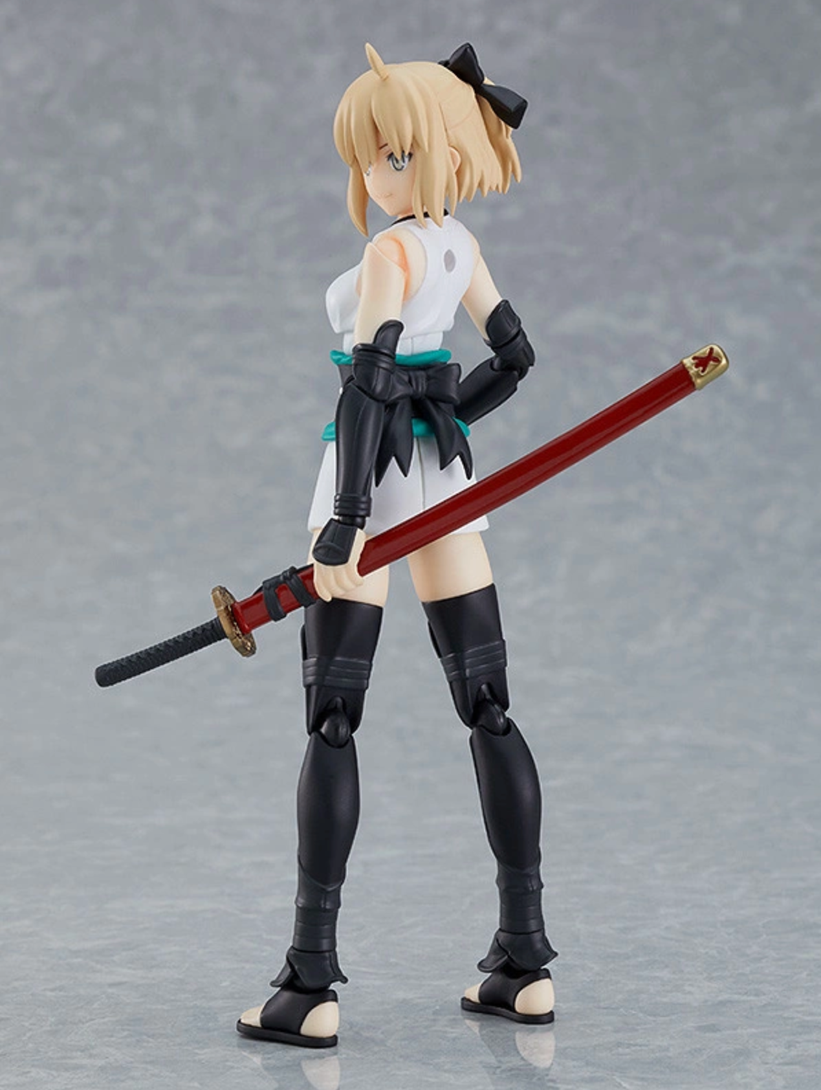 Okita Souji Figma figure in Ascension outfit with katana, fully poseable from Fate/Grand Order.


