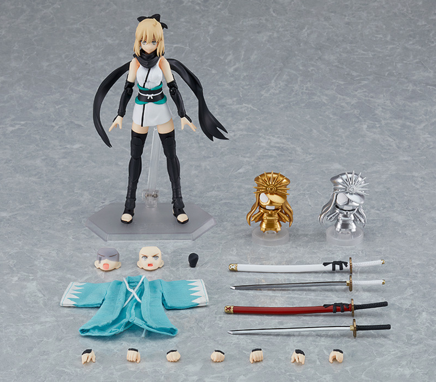 Okita Souji Figma figure in Ascension outfit with katana, fully poseable from Fate/Grand Order.


