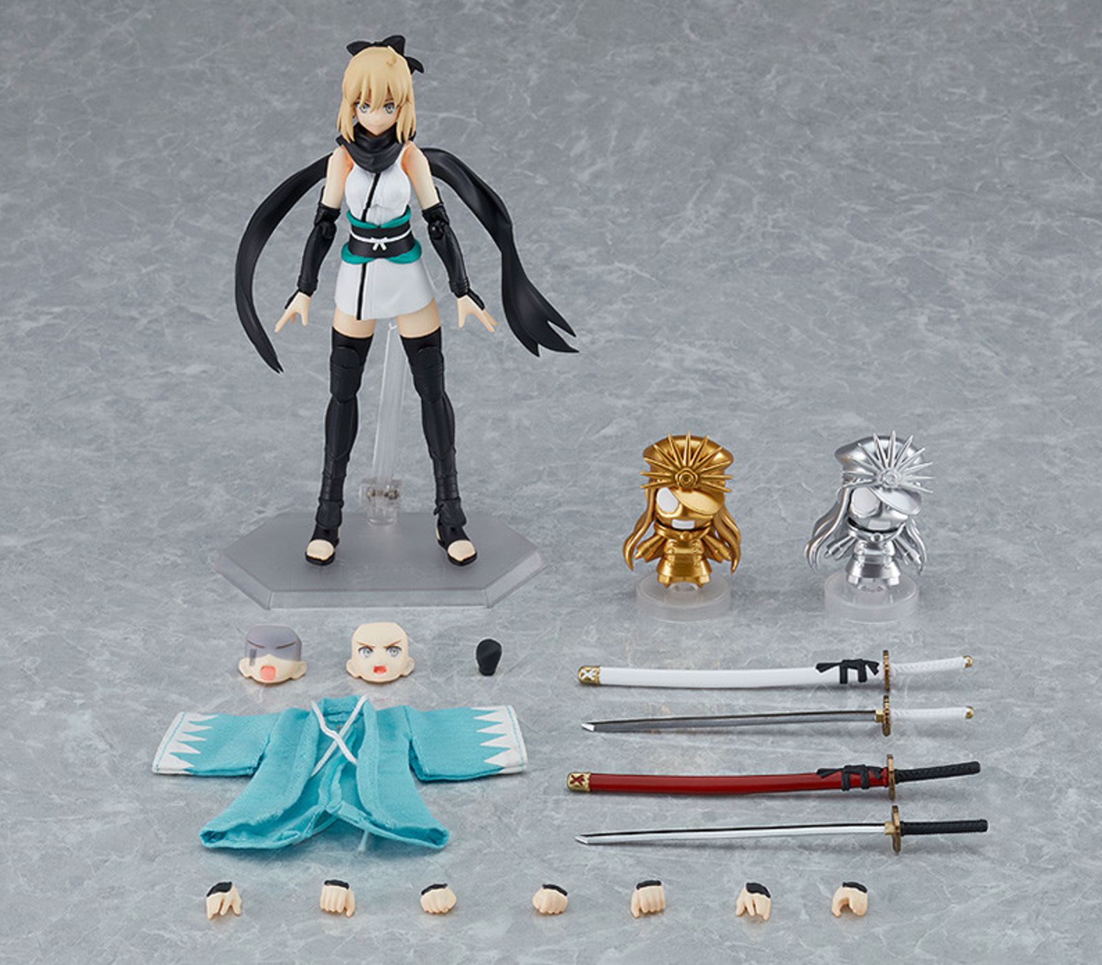 Okita Souji Figma figure in Ascension outfit with katana, fully poseable from Fate/Grand Order.

