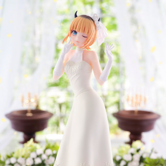 Mem-Cho wedding dress figure by Bandai, featuring soft colors and delicate bridal details.