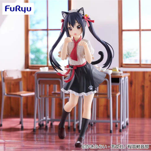 K-ON! Nakano Azusa Cat Ears Neko Cafe Trio-Try-iT Figure featuring Azusa in a Neko Cafe outfit with cat ears