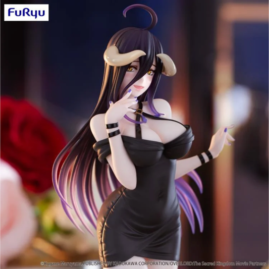 Albedo (Mini Dress Ver.) Figure from Overlord, part of FuRyu's Trio-Try-iT line, featuring a 9-inch PVC figure in a stunning mini dress with vibrant colors and a dynamic pose, displayed in a collector-friendly box at MIni Akihabara in Huntington Beach
