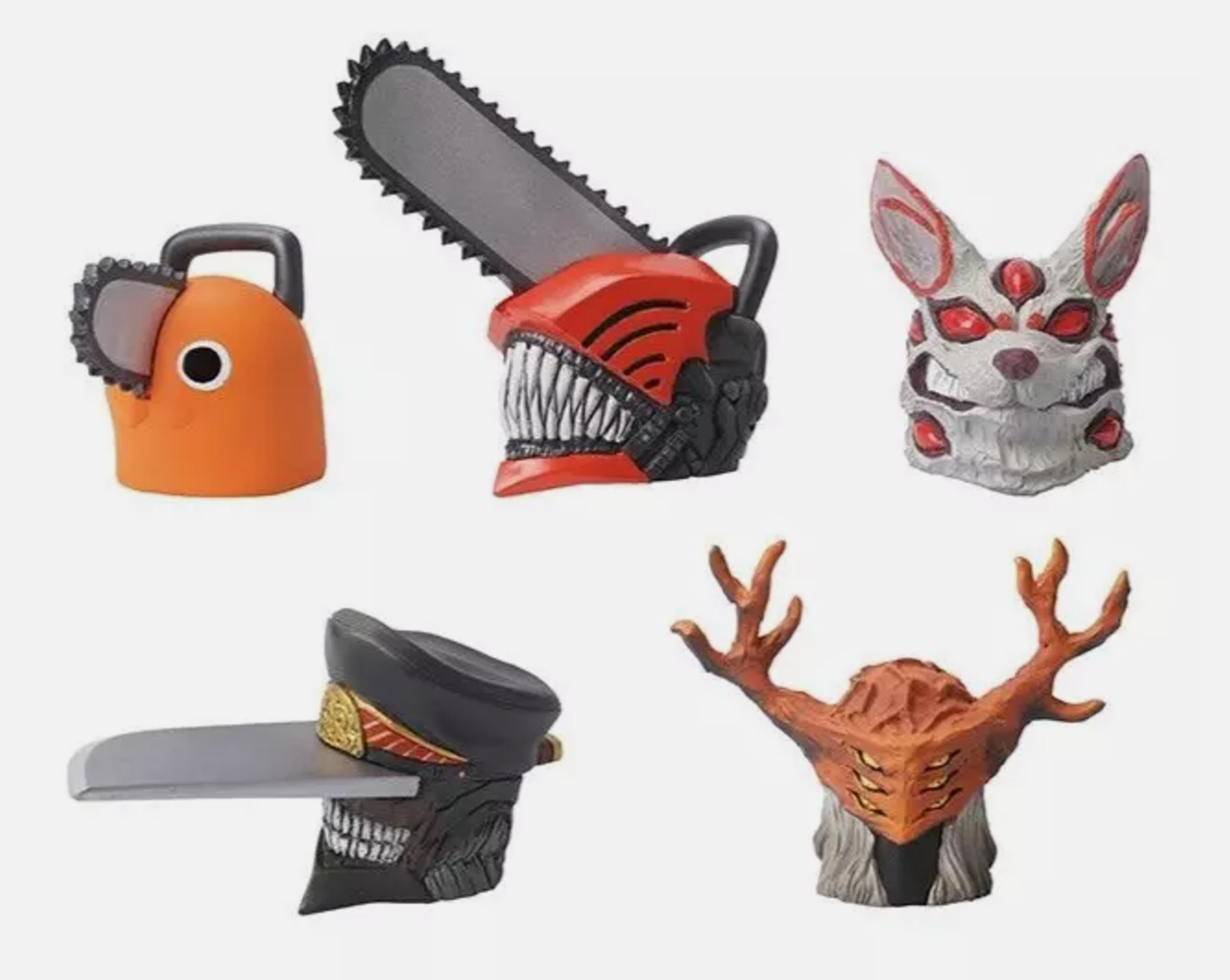 Chainsaw Man Mask Collection featuring a bag of 5 random capsules with miniature masks inside