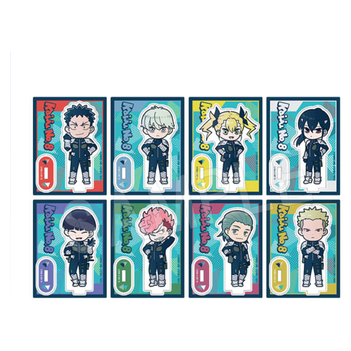 Kaiju No. 8 Trading Acrylic Stands Mini Character Ver. (F*Kaori) - 8-piece box featuring cute mini character designs of Kafka, Reno, Kikoru, and more.