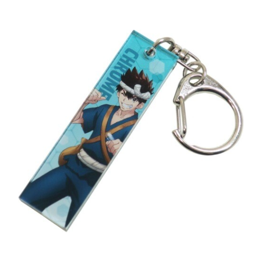 Dr. Stone Acrylic Stick Keychain Chrome available at Mini Akihabara Huntington Beach - A stylish collectible for anime fans.