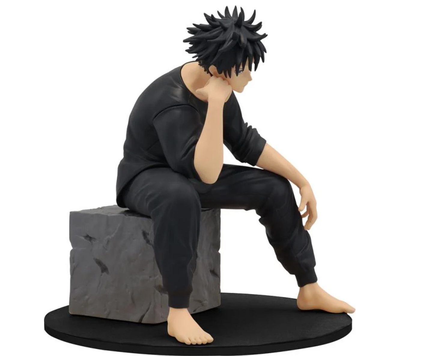 Jujutsu Kaisen Fushiguro Megumi Vol.2 Prize Figure by Taito, featuring Megumi seated on a stone block in his Jujutsu High uniform with detailed sculpting."