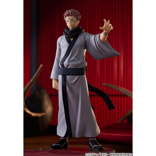 Jujutsu Kaisen POP UP PARADE Sukuna Figure by Good Smile Company, featuring Sukuna in a striking pose with detailed painted features, approximately 175mm tall with a display stand.